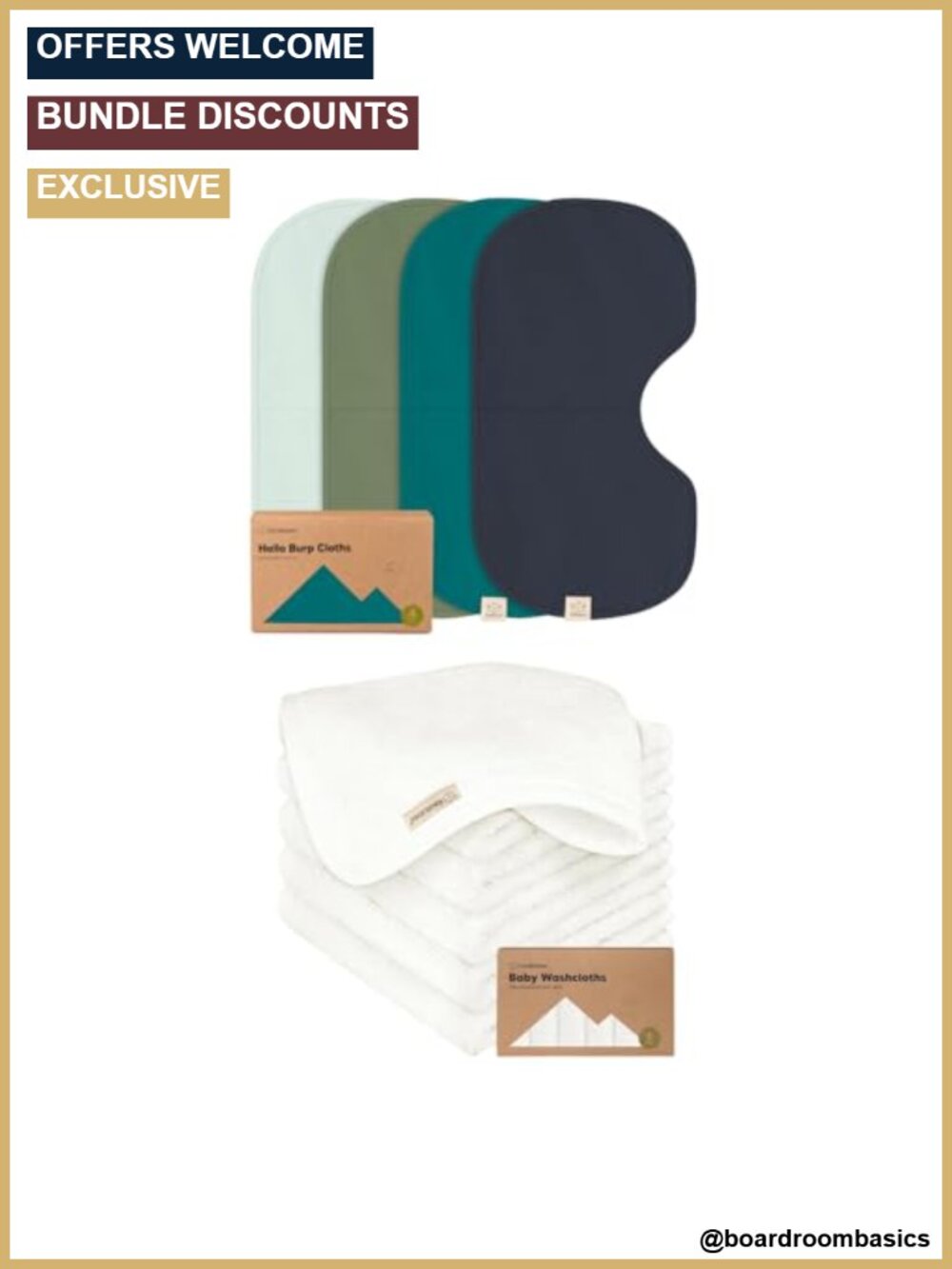 4-Pack Baby Burp Cloths & 6-Pack Washcloths Extra Large Absorbent Cotton